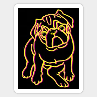 Pug Dog Black Neon Outline Magnet